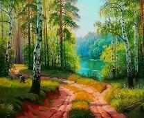 Дорога в летнем лесу у реки