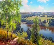 Красочный вид на реку со скалистого берега