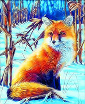 Лиса на заснеженном озере