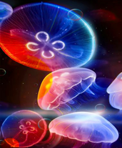 Разноцветные медузы