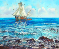 Парусной корабль у берегов