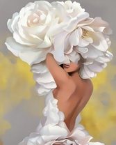 Обнаженная девушка в огромных белых цветах