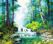 Быстрая река в густом лесу