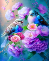 Птице неимоверной красоты на цветах