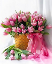 Огромная корзина с тюльпанами
