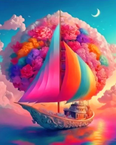 Яхта с радужными парусами