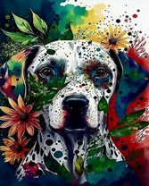 Собака и цветы