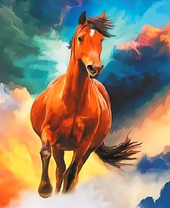 Быстрый конь на фоне неба