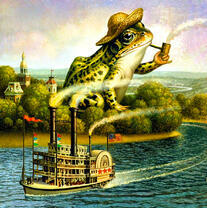 Большая лягушка и пароход