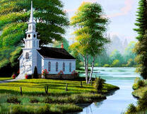 Костел на берегу реки