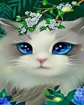 Белая кошечка с голубими глазами