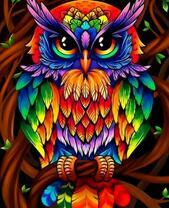 Совушка с радужными перьями