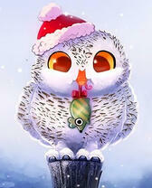 Белая сова с мышкой