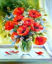 Букет свежих полевых цветов в вазе