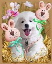 Щенок с милыми зайками