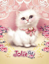 Белый котенок с розовым бантом