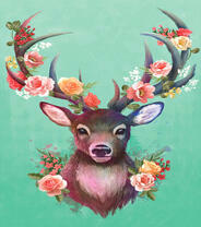 Милый олень в цветах