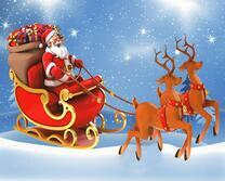 Санта Клаус летит на карете с подарками