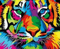 Тигр крупным планом в стиле поп-арт