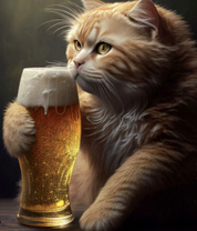 Рыжий кот с пивом