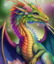 Дракон с цветами на голове