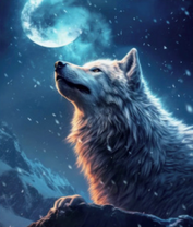Серый волк под полной луной