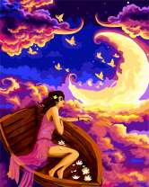 Девушка в лодке на луне