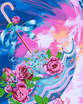 Зонт и цветущие розы