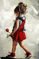 Девочка в красном с розой