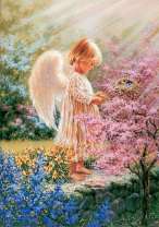 Ангелочек и маленькая птичка