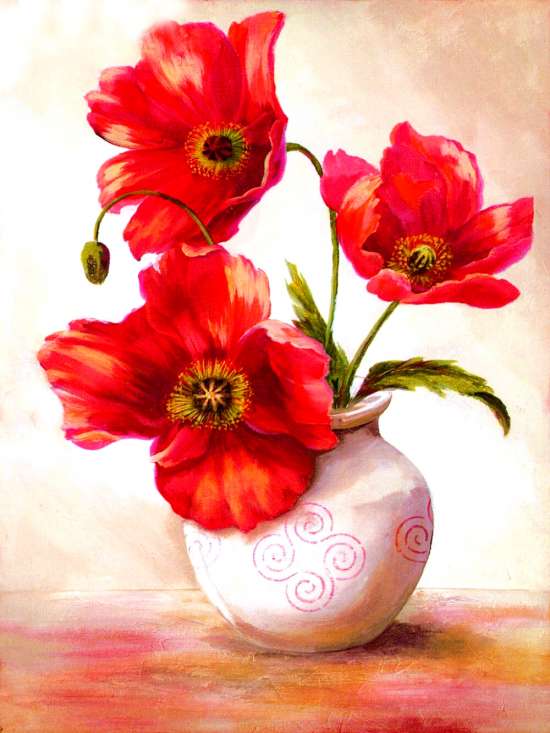 Картина по номерам 40x50 Три цветка в вазе