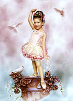 Маленькая девочка с голубями