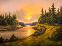 Широкая река в сосновом бору