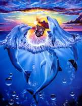 Фея играет с дельфинами