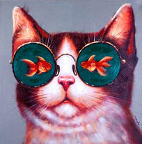 Кот мечтающий о рыбке