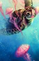 Довольная морская черепаха