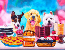 Три собаки и полный стол еды