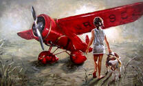 Девушка и красный самолет
