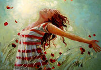 Девушка навстречу лепесткам