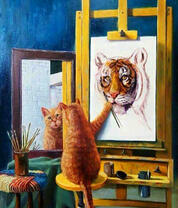 Кот пишет автопортрет