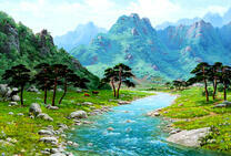 Горный ручей в долине