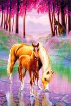 Лошади у лесного ручья