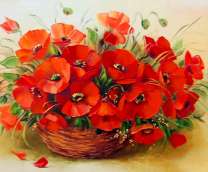 Плетёная корзинка с полевыми маками