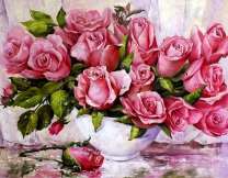 Пышный букет из розовых роз