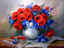 Ваза с букетом увядающих маков