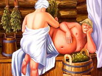 Женщина в бане с мужем