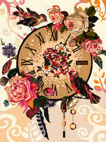 Воробьи и часы в розах