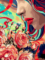 Девушка и розовые розы