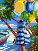 Девушка на берегу с шарами