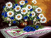 Ромашки и лютики в вазе